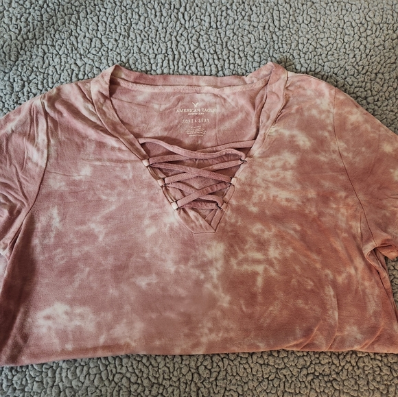Pink Tie-Dye Lace-Up Women's Top - Picture 5 of 5